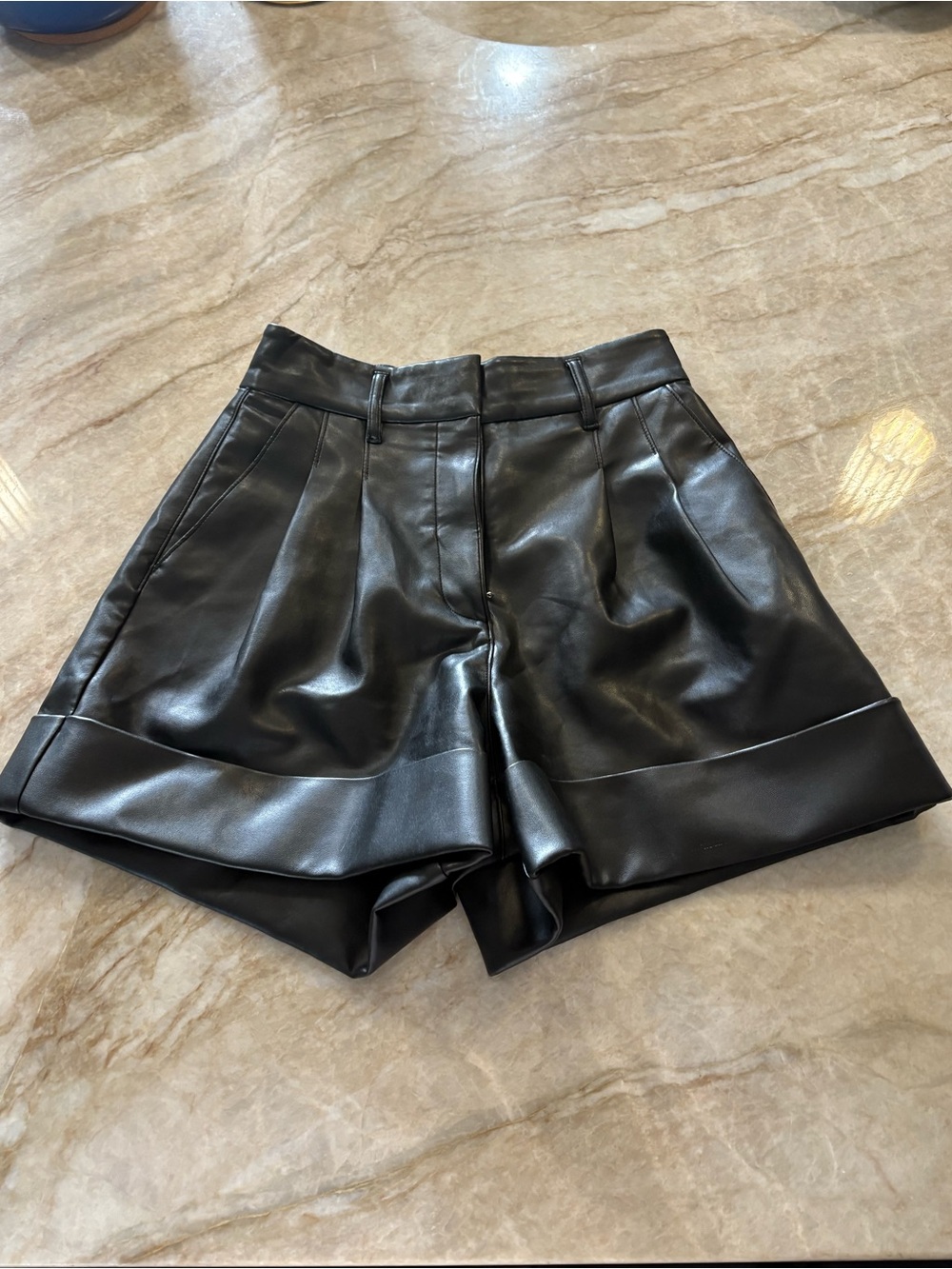 Wilfred Black High-Waist Faux Leather Shorts